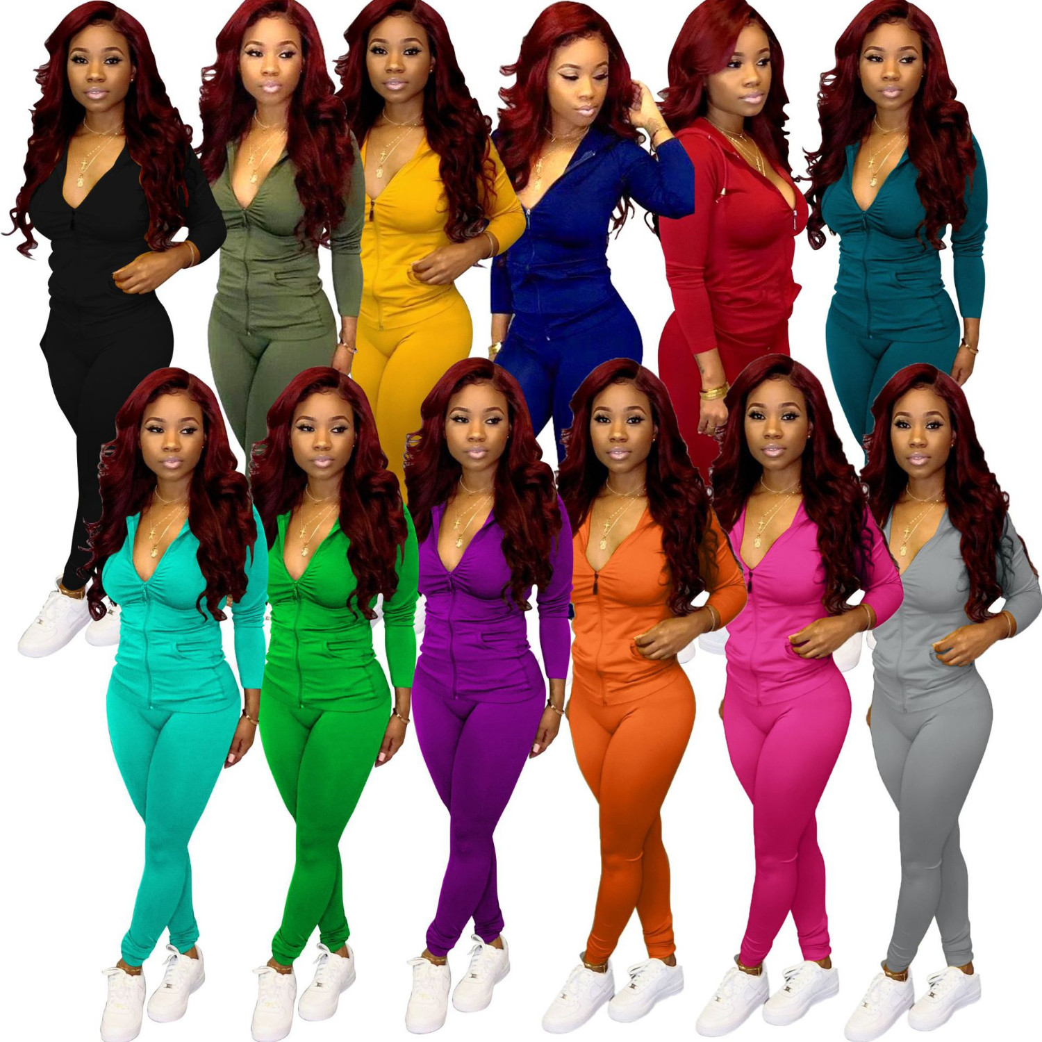Women Tracksuit Two Piece Set Designer Fashion Long Sleeve Outfits Club Solid Color Zipper Coat Casual New Ladies Apparel, White
Women Tracksuit Two Piece Set Designer Fashion Long Sleeve Outfits Club Solid Color Zipper Coat Casual New Ladies Apparel, White