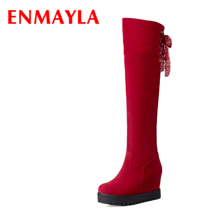 ENMAYLA Lace Charms Winter Knee High Boots Women High Heels Slip-on Wedges Boots Platform Shoes Women Large Size 34-43 Black Red, Apricot
ENMAYLA Lace Charms Winter Knee High Boots Women High Heels Slip-on Wedges Boots Platform Shoes Women Large Size 34-43 Black Red, Apricot