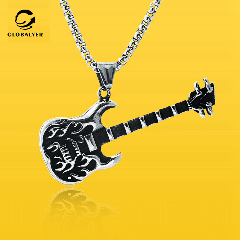 European and American explosion style Electronic syllable Hip Hop stainless steel pendant Flame rock guitar Titanium steel 509
European and American explosion style Electronic syllable Hip Hop stainless steel pendant Flame rock guitar Titanium steel 509