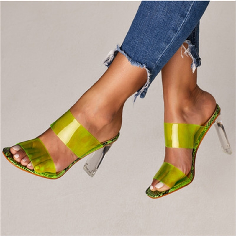 Summer New PVC Sandals Crystal Open Toed Sexy Heels Crystal Women Transparent Heel Sandals Slippers Pumps women shoes Y200620