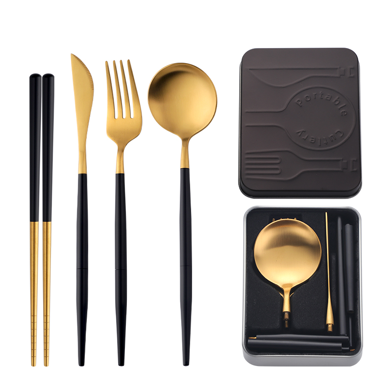 Portable Flatware Set Assembled Knife Fork Dinner Spoon Chopstick Multicolor Metal Steel Cutlery Set with School Travel Box
Portable Flatware Set Assembled Knife Fork Dinner Spoon Chopstick Multicolor Metal Steel Cutlery Set with School Travel Box