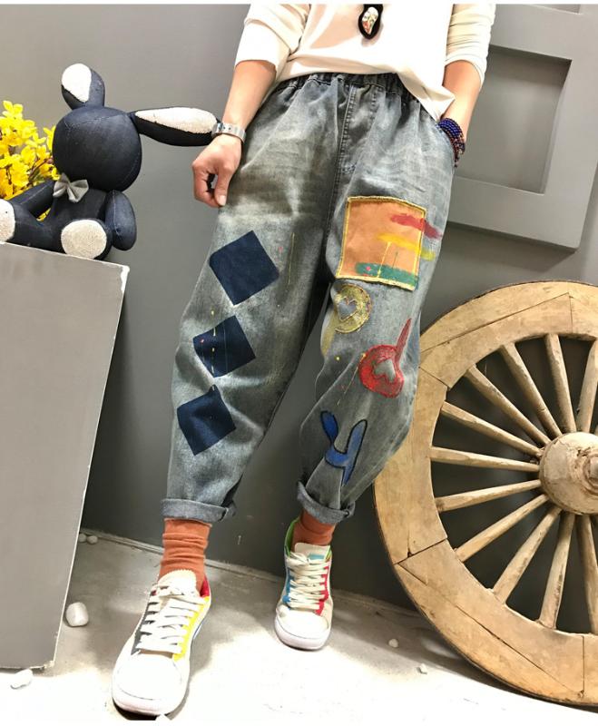 FairyNatural Women Vintage Summer Autumn Loose Print Letter Denim Pants 2020 Ladies Elastic Waist Casual Plus Size Long Trousers, Blue
FairyNatural Women Vintage Summer Autumn Loose Print Letter Denim Pants 2020 Ladies Elastic Waist Casual Plus Size Long Trousers, Blue