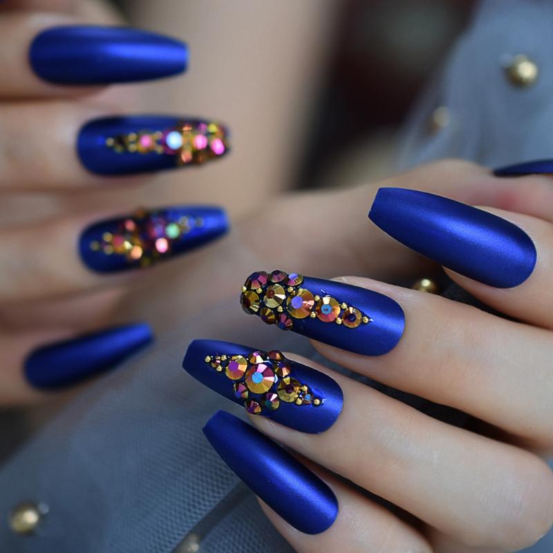 Jewelry Nails Long Matte Ballerina False Nails with Gold Rose Rhinestones Pre-designed Nail Handmade Custom 24 Tips Kit, L5430
Jewelry Nails Long Matte Ballerina False Nails with Gold Rose Rhinestones Pre-designed Nail Handmade Custom 24 Tips Kit, L5430