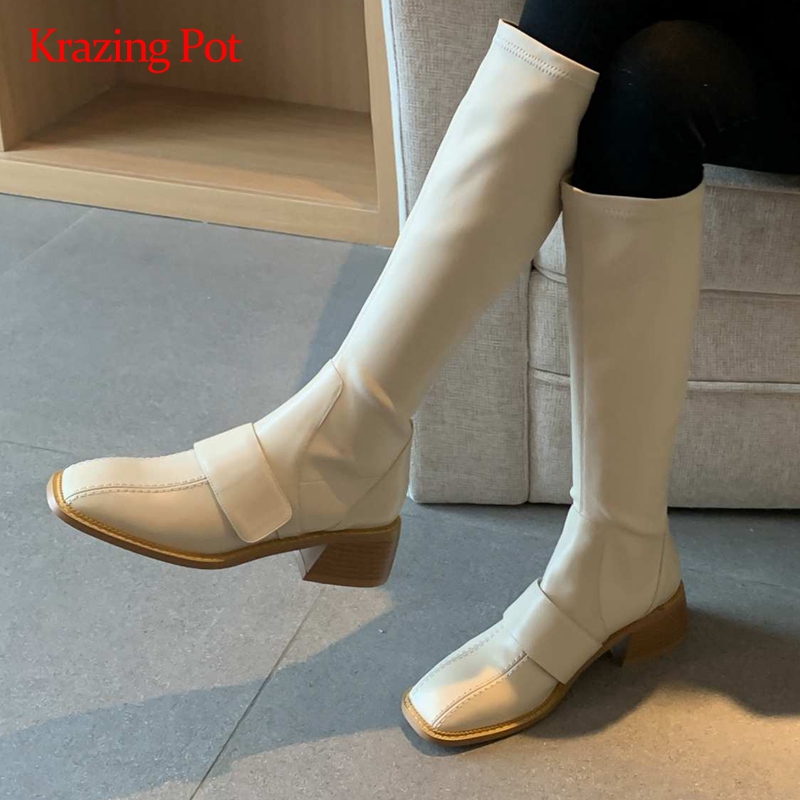 Krazing pot european style natural leather designer gorgeous square toe thick med heel slip on pretty girls knee high boots L02, Beige
Krazing pot european style natural leather designer gorgeous square toe thick med heel slip on pretty girls knee high boots L02, Beige