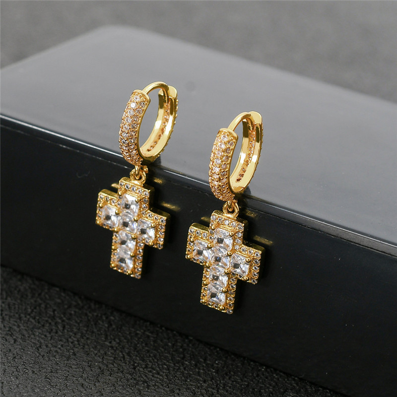 Hotsale Earrings Hip Hop Gold Silver Ice Out Bling CZ Earrings for Men Women Nice Gift