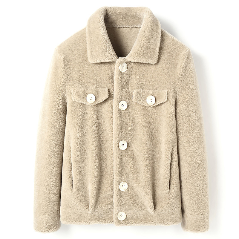 Wool Coat Autumn Winter Jacket Men Real Sheep Shearling Fur Coats Mens Streetwear Short Jackets Z1819052 MY1436, Beige
Wool Coat Autumn Winter Jacket Men Real Sheep Shearling Fur Coats Mens Streetwear Short Jackets Z1819052 MY1436, Beige