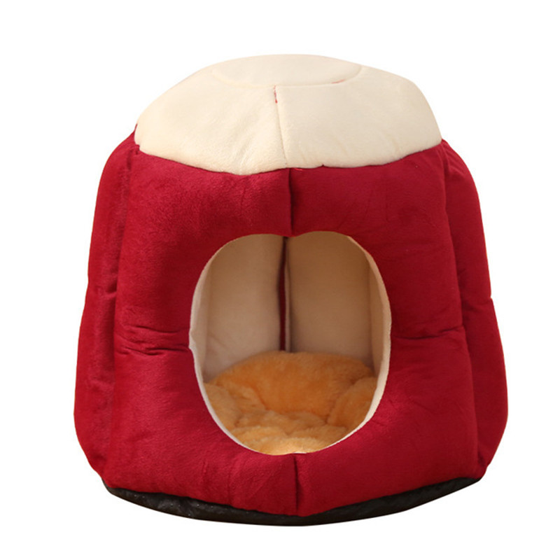 Soft Foldable Cat Kitten House Warm Soft Winter Cotton Pet Dog Cat Bed Kennel Tent Cozy Nest For Small Dogs Pet Supply