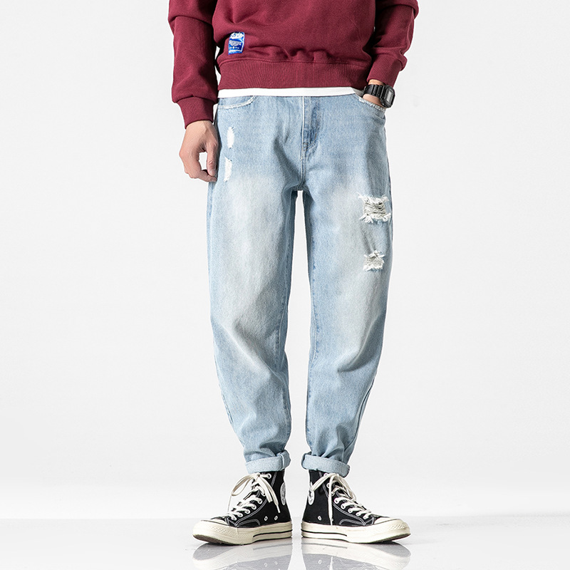 Men's Light Color Loose-Fit Washing Straight-leg Pants CEC Fashion Man Korean-style Simple Versatile Skinny Pan, Blue
Men's Light Color Loose-Fit Washing Straight-leg Pants CEC Fashion Man Korean-style Simple Versatile Skinny Pan, Blue