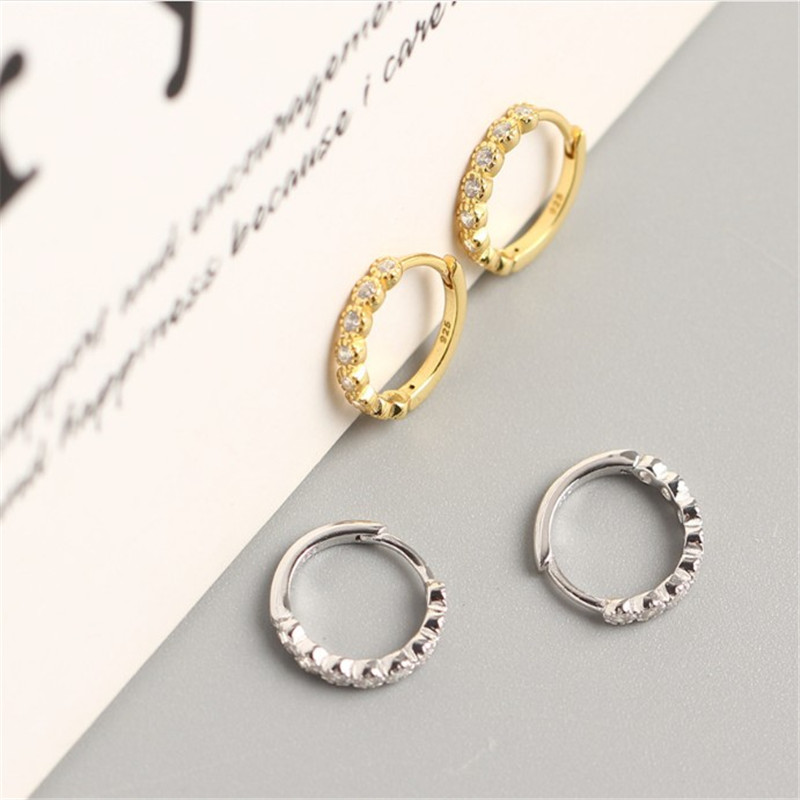Sterling Silver Earrings For Women Girls Wedding Earring 925 Silver Micro CZ Zircon Circle Earring Hoop Jewelry