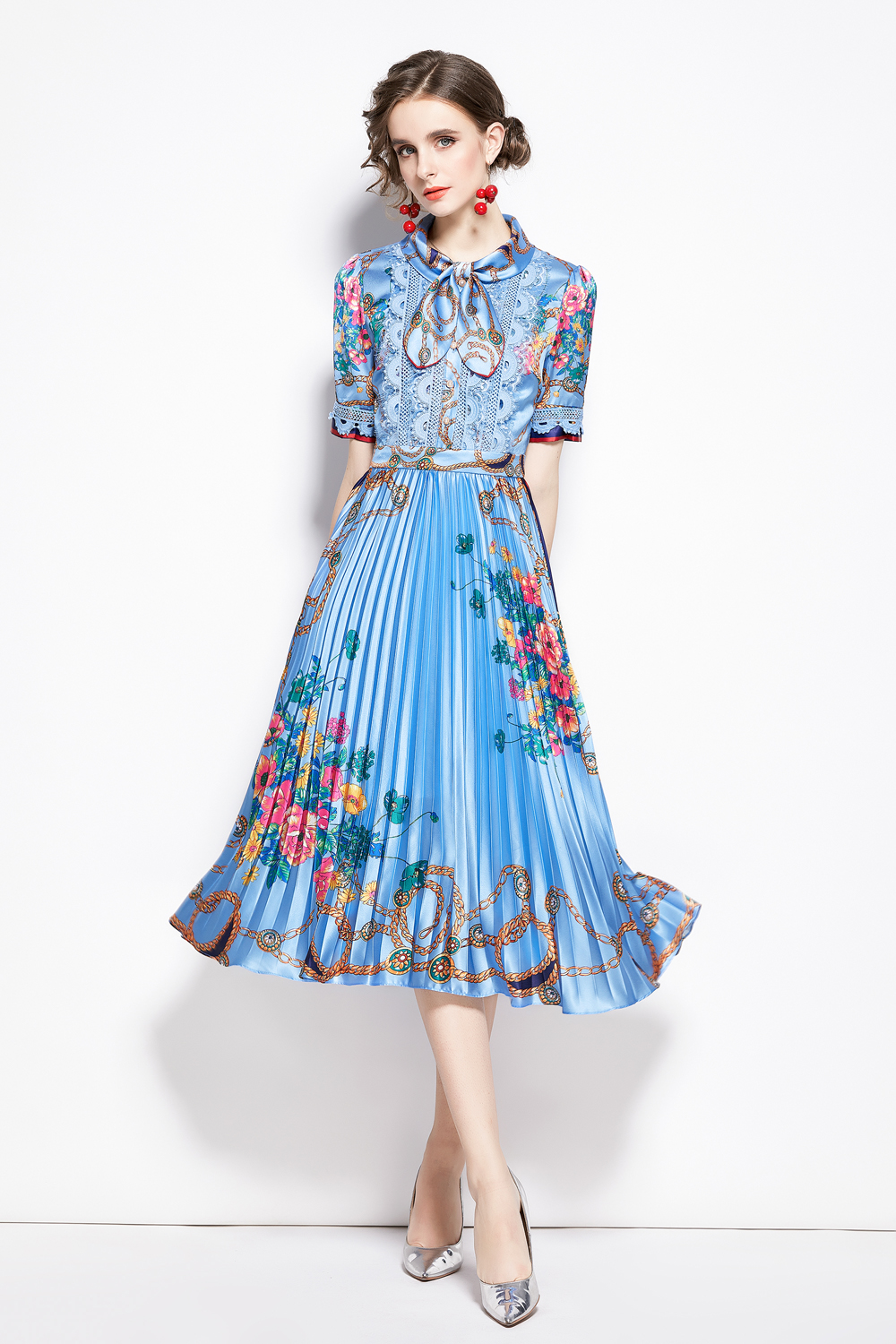 Dropshipping Wholesale New Spring Summer Fall Runway Vintage Floral Chain Print Bow Tie Neck Empire Waist Women Ladies Casual Party Beach Midi Pleated Dress, Blue (long sleeve)
Dropshipping Wholesale New Spring Summer Fall Runway Vintage Floral Chain Print Bow Tie Neck Empire Waist Women Ladies Casual Party Beach Midi Pleated Dress, Blue (long sleeve)