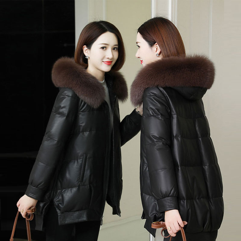 Women 2020 Winter Natural Sheepskin Leather Coats Female Real Fur Collar Jackets Ladies White Duck Down Hooded Outwears V94, Black
Women 2020 Winter Natural Sheepskin Leather Coats Female Real Fur Collar Jackets Ladies White Duck Down Hooded Outwears V94, Black