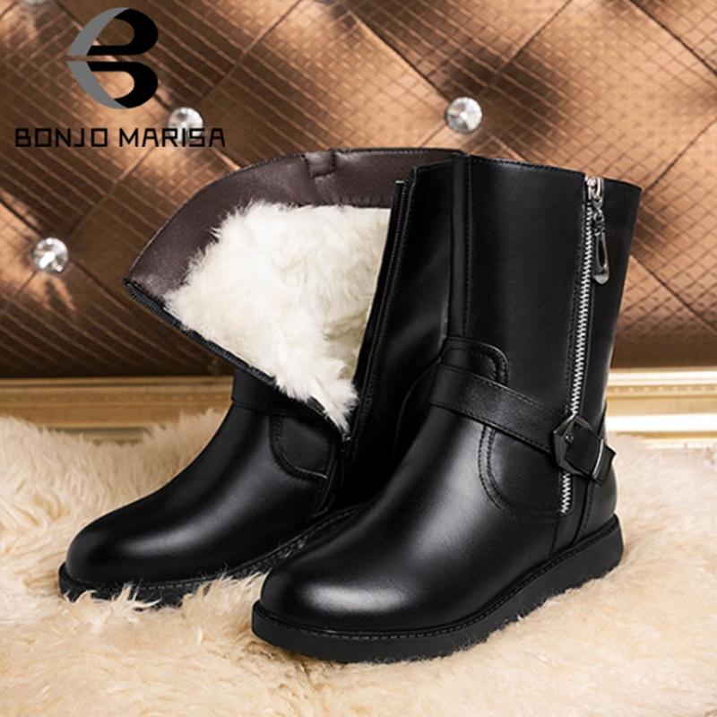 BONJOMARISA female buckle zipper short plush mid calf boots warm winter boots women 2020 low heel chain shoes woman, Black wool
BONJOMARISA female buckle zipper short plush mid calf boots warm winter boots women 2020 low heel chain shoes woman, Black wool