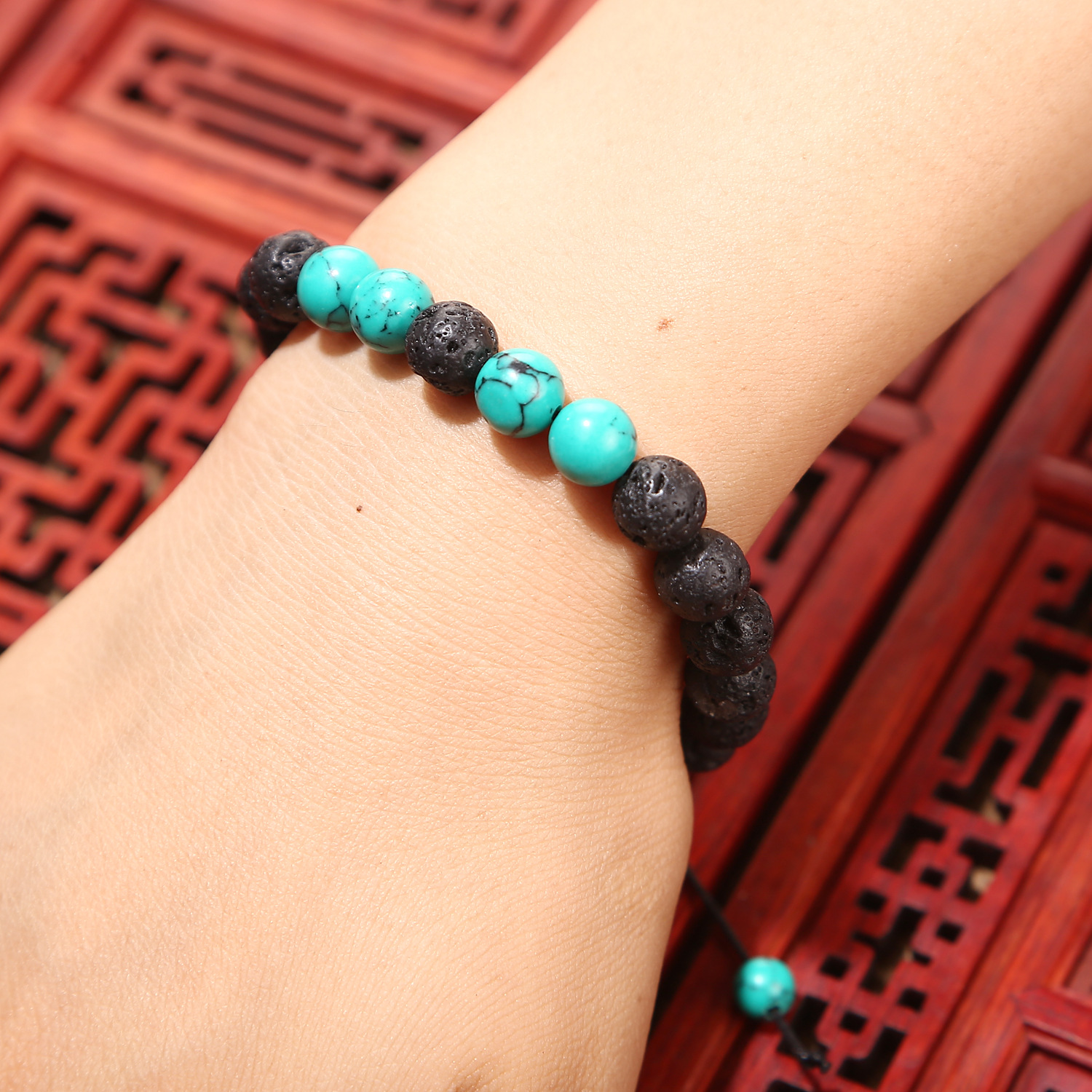 Natural Stone Lava Matte Adjustable Bracelet Men Women Black Volcanic Beads Buddha Yoga Weaving Bracelets Hand Braided Jewelry