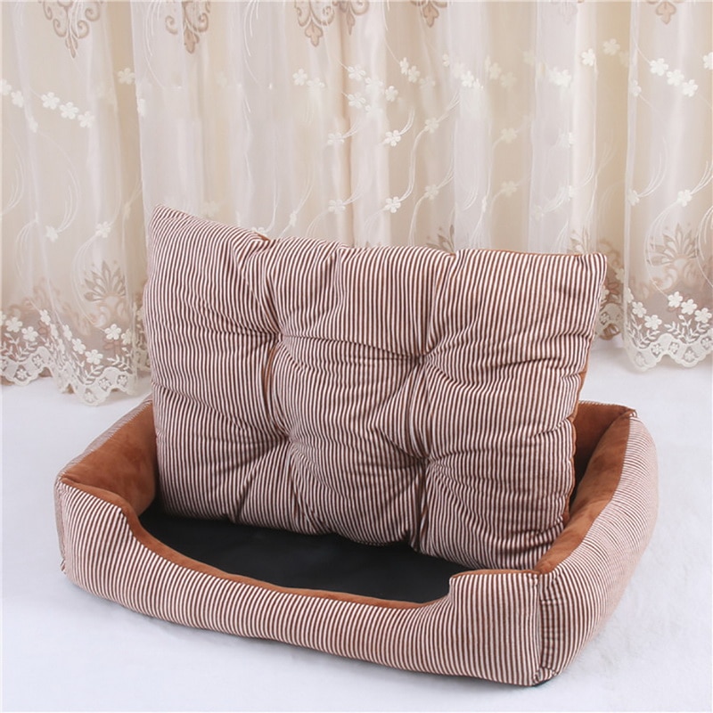 Cat Beds & Furniture 3 Size Pet Bed Dog Warm Pad Winter Mat Striped Products Small Medium Large Big Sized Kennel Waterproof Nest