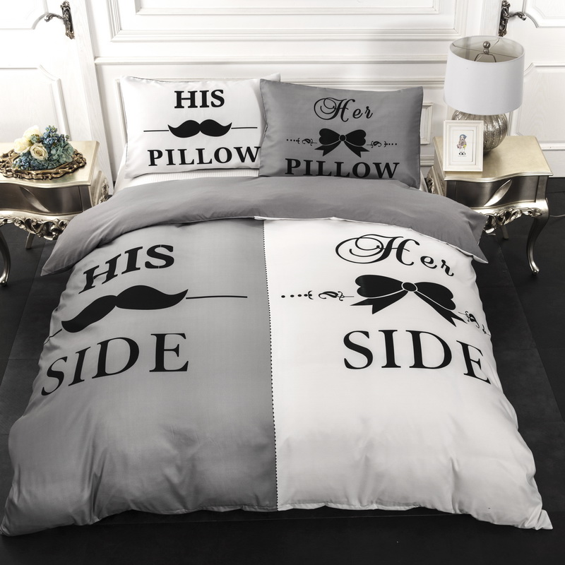 Duvet Cover Her side his side grey white bedding set single full queen king size polyster bedlinen dropship, As pic
Duvet Cover Her side his side grey white bedding set single full queen king size polyster bedlinen dropship, As pic