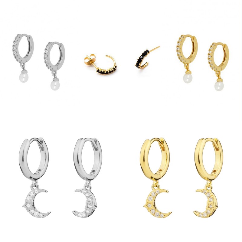 925 Sterling Silver Earrings For Women Golden Silver Small Hoop Earrings Girl Ear Bone Earring Zircon Luxury Bling Moon Star
925 Sterling Silver Earrings For Women Golden Silver Small Hoop Earrings Girl Ear Bone Earring Zircon Luxury Bling Moon Star