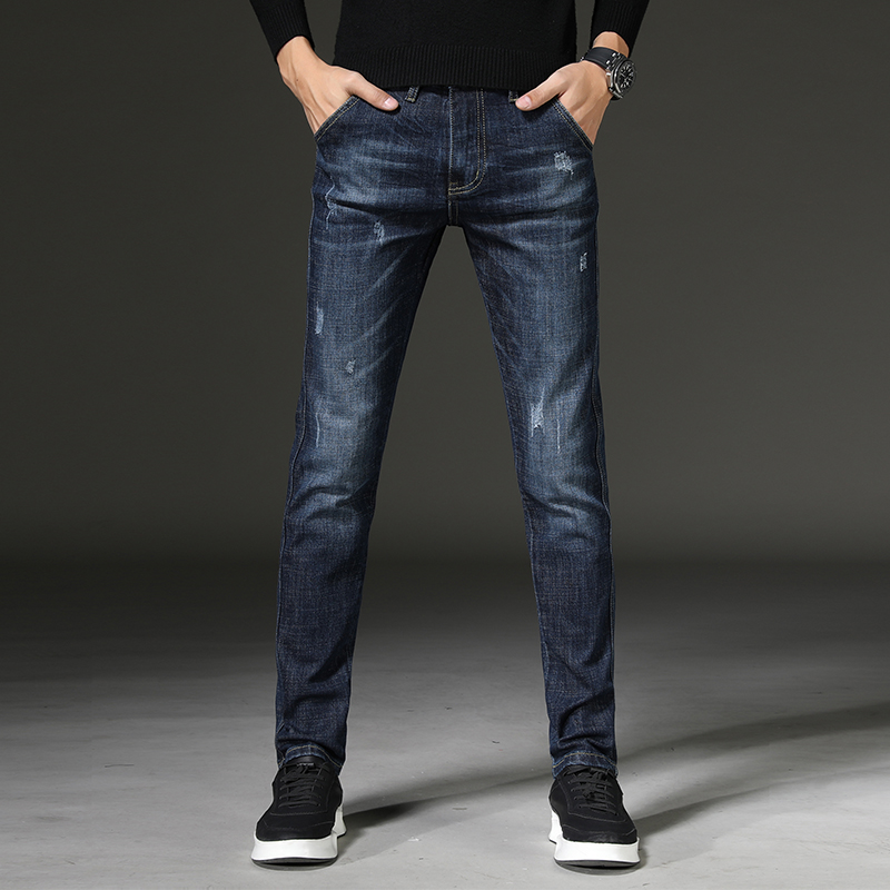 New winter small straight han edition cultivate one's morality cowboy pants men, Dark blue
New winter small straight han edition cultivate one's morality cowboy pants men, Dark blue