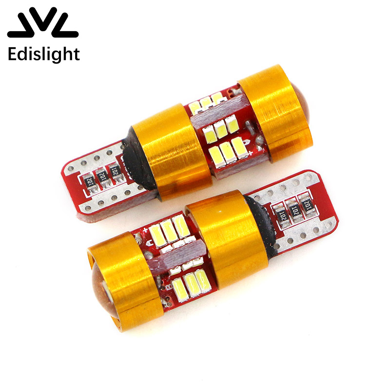 

Edislight 2pcs T10 W5W Canbus No Error LED Parking Lights Wedge Lamp 3014 27SMD Auto License Plate Light Clearance Car Bulb, As pic