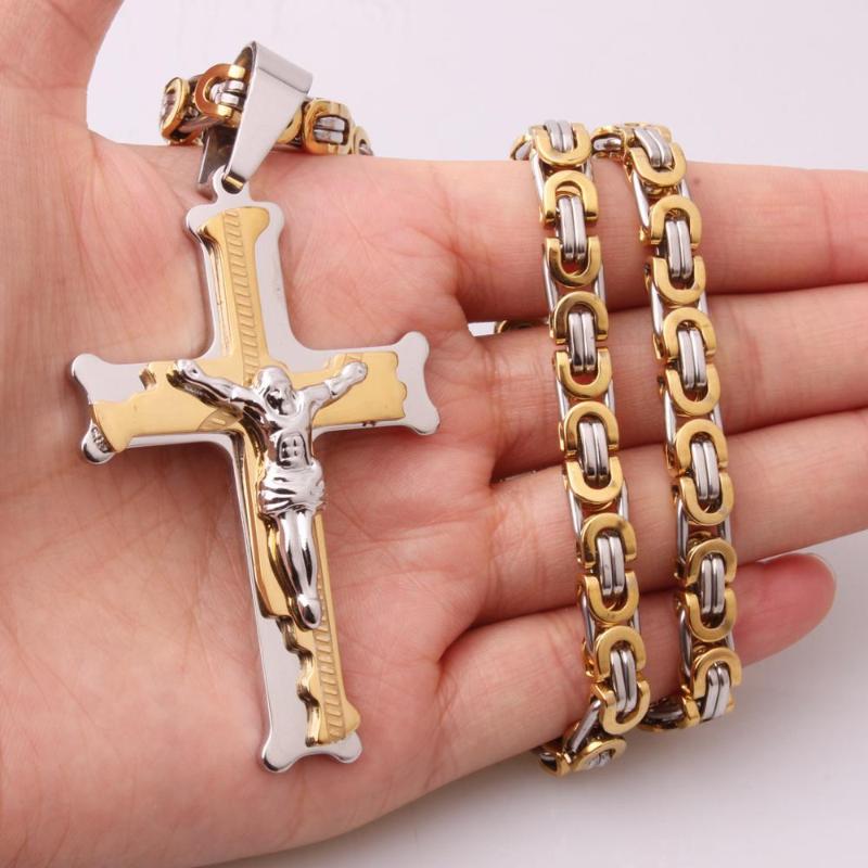 New Arrival Jesus Cross Pendant Necklace Link 6mm Byzantine Gold Silver Color Stainless Steel Men Jewelry Collar 18-36 Inch
New Arrival Jesus Cross Pendant Necklace Link 6mm Byzantine Gold Silver Color Stainless Steel Men Jewelry Collar 18-36 Inch