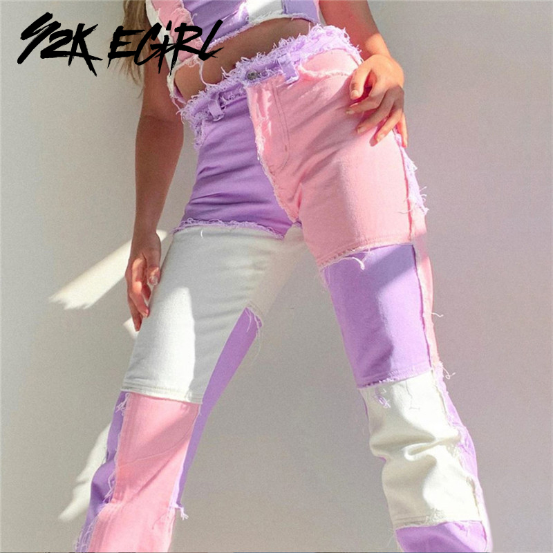 Y2K EGIRL Sweet Patchwork High Waist Ripped Jeans Hip Hop Stitch with Pockets Denim Pink Trousers 90s Streetwear Straight Pant
Y2K EGIRL Sweet Patchwork High Waist Ripped Jeans Hip Hop Stitch with Pockets Denim Pink Trousers 90s Streetwear Straight Pant