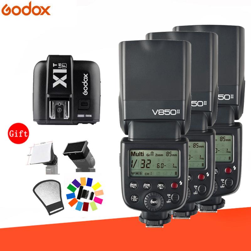 Godox 3*V850II 1/8000s HSS 2.4G GN60 Built-in Wireless X System Lithium Battery Speedlite Flash with X1T- trigger for
Godox 3*V850II 1/8000s HSS 2.4G GN60 Built-in Wireless X System Lithium Battery Speedlite Flash with X1T- trigger for