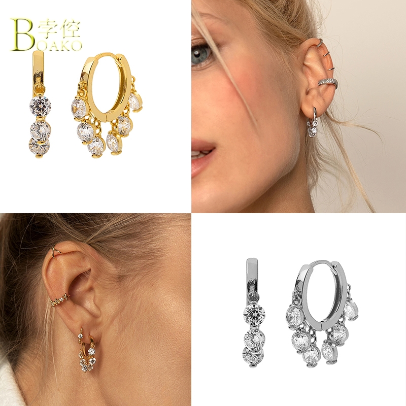 BOAKO 925 Sterling Silver Luxury Wild Personality Six Zircon Earrings For Women Female S925 Jewelry Sterling Silver Pendientes
BOAKO 925 Sterling Silver Luxury Wild Personality Six Zircon Earrings For Women Female S925 Jewelry Sterling Silver Pendientes