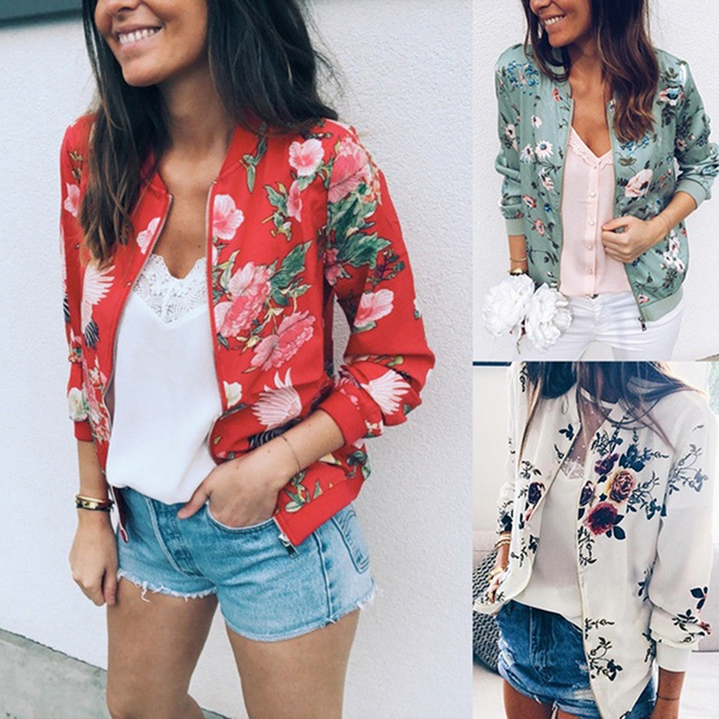 Women Jacket Brand Tops Flower Print Girl Plus Size Casual baseball Thin Bomber Long Sleeves Coat Jackets, Green
Women Jacket Brand Tops Flower Print Girl Plus Size Casual baseball Thin Bomber Long Sleeves Coat Jackets, Green