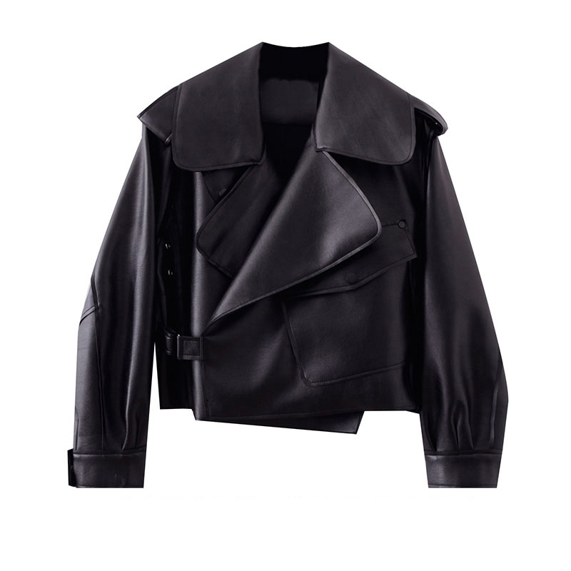 Women's Motorcycle PU Leather Jackets Lapel Collar Classical Black Leather Coat Loose All-Matched Short Outerwear, Black;brown
Women's Motorcycle PU Leather Jackets Lapel Collar Classical Black Leather Coat Loose All-Matched Short Outerwear, Black;brown