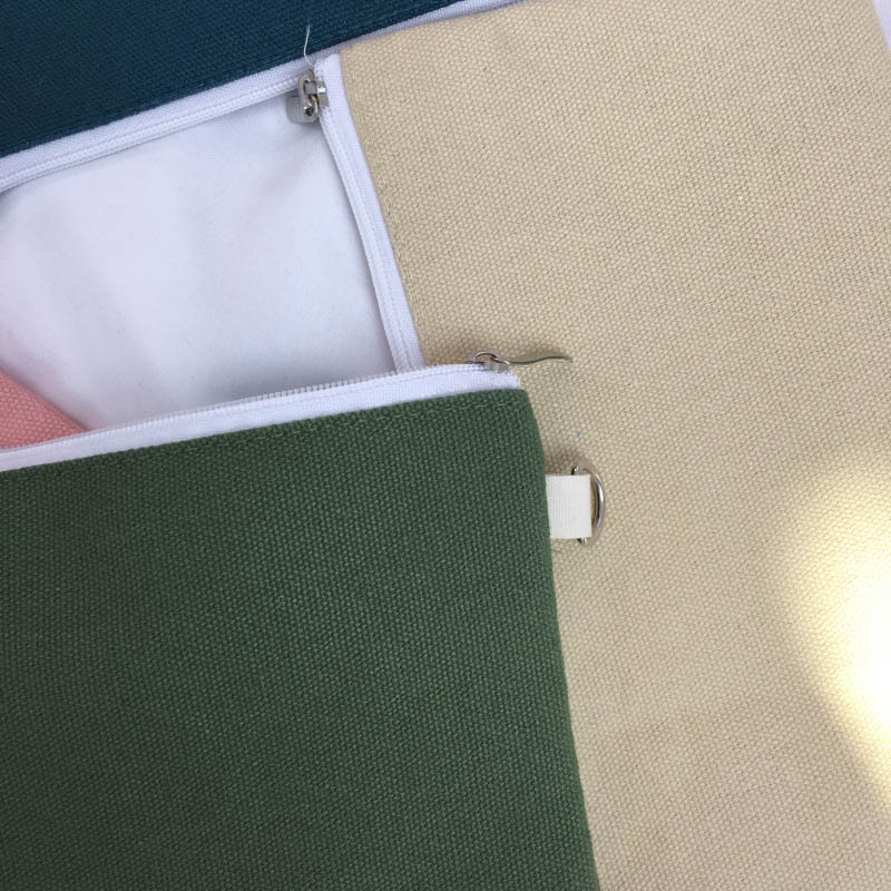Simplicity Blank Canvas Zipper Pencil Cases Bags Pen Pouches Cotton Cosmetic Makeup Mobile Phone Clutch Bag