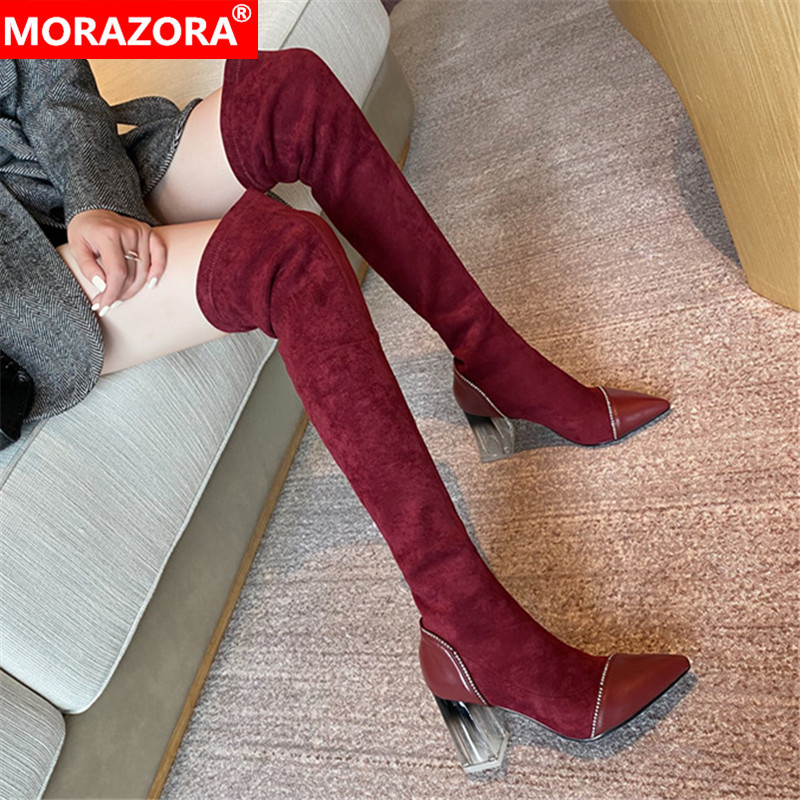 MORAZORA 2020 Big size 33-43 women boots transparent high heels ladies shoes winter 2 colors over the knee boots black 
MORAZORA 2020 Big size 33-43 women boots transparent high heels ladies shoes winter 2 colors over the knee boots black