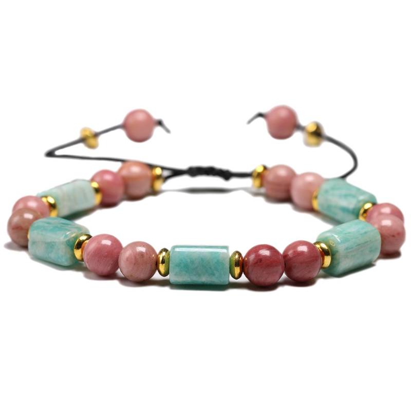 Hand Woven Friendship Bracelets Amazonite And 6MM Rhodochrosite Gem Bracelet Fow Women Men Adjustable
Hand Woven Friendship Bracelets Amazonite And 6MM Rhodochrosite Gem Bracelet Fow Women Men Adjustable