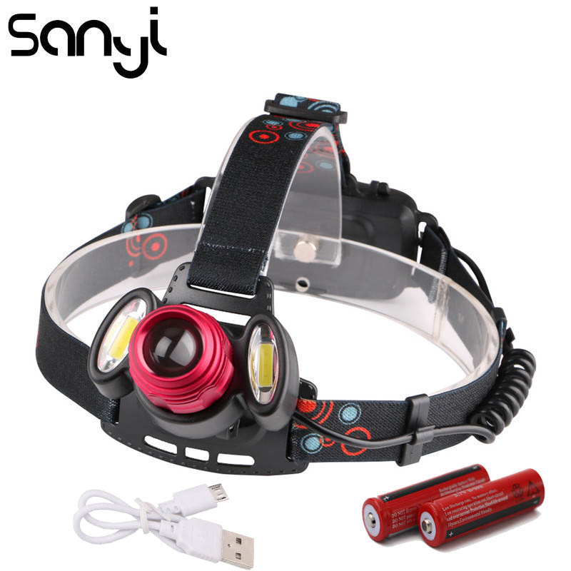 SANYI Strong Bright Headlamp 1*T6+2*COB LED Headlight Forehead Rechargeable Lamp Lighting for Camping Hunting
SANYI Strong Bright Headlamp 1*T6+2*COB LED Headlight Forehead Rechargeable Lamp Lighting for Camping Hunting
