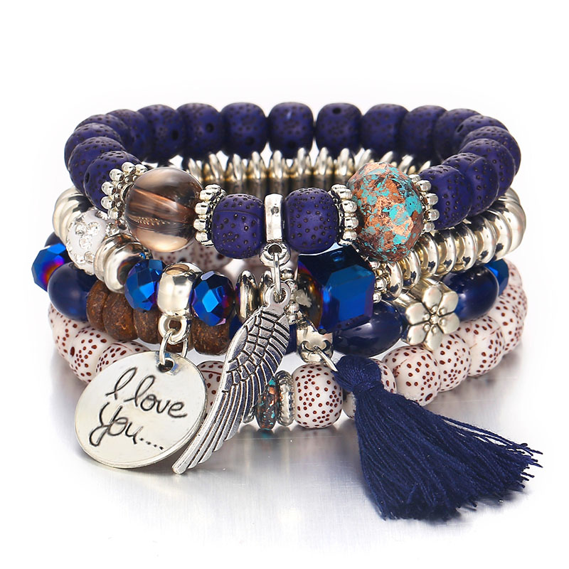 I Love You Wing Tassel Beaded Bracelet Set Multilayer Women Silver Color Beads Flower Charm Colorful Resin Stone Bangle Jewelry
I Love You Wing Tassel Beaded Bracelet Set Multilayer Women Silver Color Beads Flower Charm Colorful Resin Stone Bangle Jewelry
