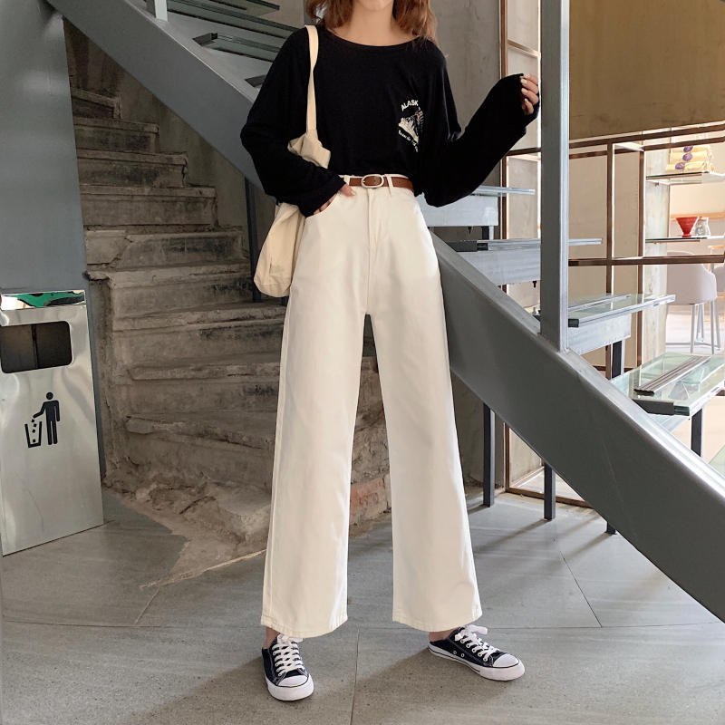 Black/White Female Long Loose Wide-Legged Denim Trousers High Waist Office Lady Elegant Flare Pants With Pockets Empire Jeans
Black/White Female Long Loose Wide-Legged Denim Trousers High Waist Office Lady Elegant Flare Pants With Pockets Empire Jeans