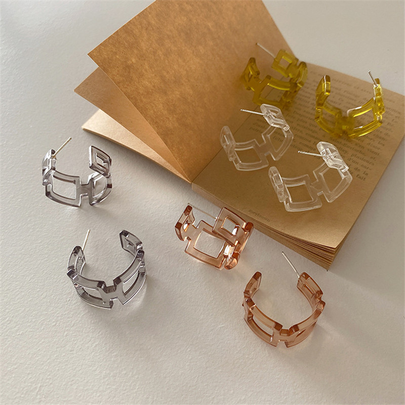 Korean Hollow Colorful Transparent Acrylic Hoop Earrings For Woman Vintage Geometric Earings Fashion Jewelry 2020
Korean Hollow Colorful Transparent Acrylic Hoop Earrings For Woman Vintage Geometric Earings Fashion Jewelry 2020