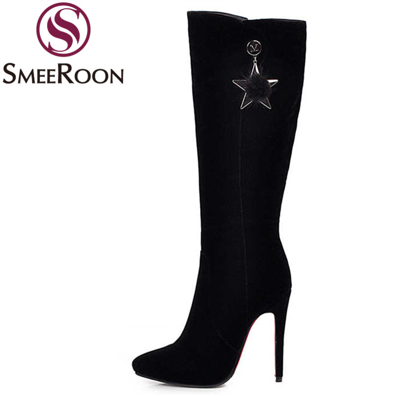 Smeeroon Big size 34-43 New women boots sexy high heels pointed toe autumn winter boots female knee high, Black
Smeeroon Big size 34-43 New women boots sexy high heels pointed toe autumn winter boots female knee high, Black