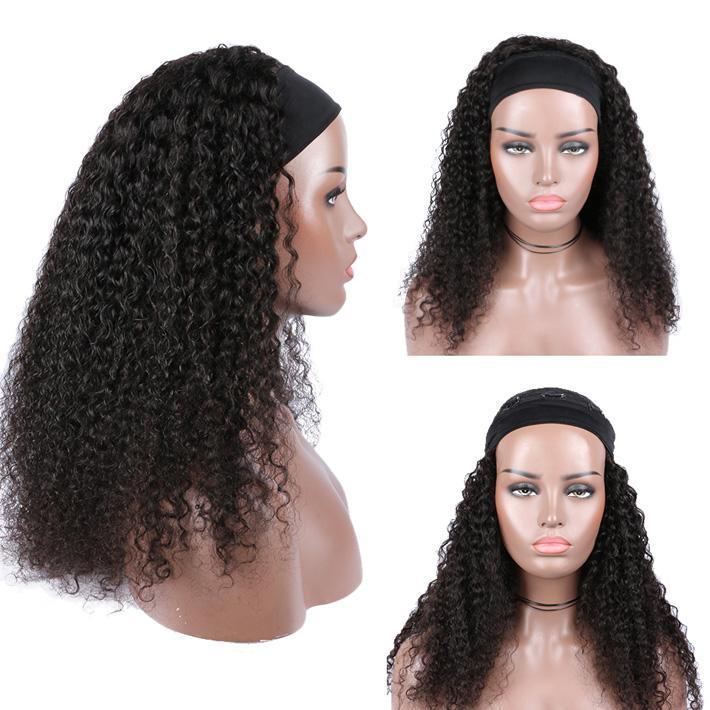 New Headband Wigs for Black Women Human Hair Wigs 150%density None Lace Front Wigs Brizilian Virgin Hair Machine Made Full Headband Wig