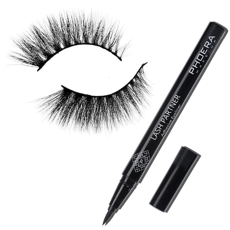 False Eyelashes Liquid Eyeliner Set Natural Long Lasting Waterproof Not-blooming 9D Imitation Mink Hair Self-adhesive Eyelashes
