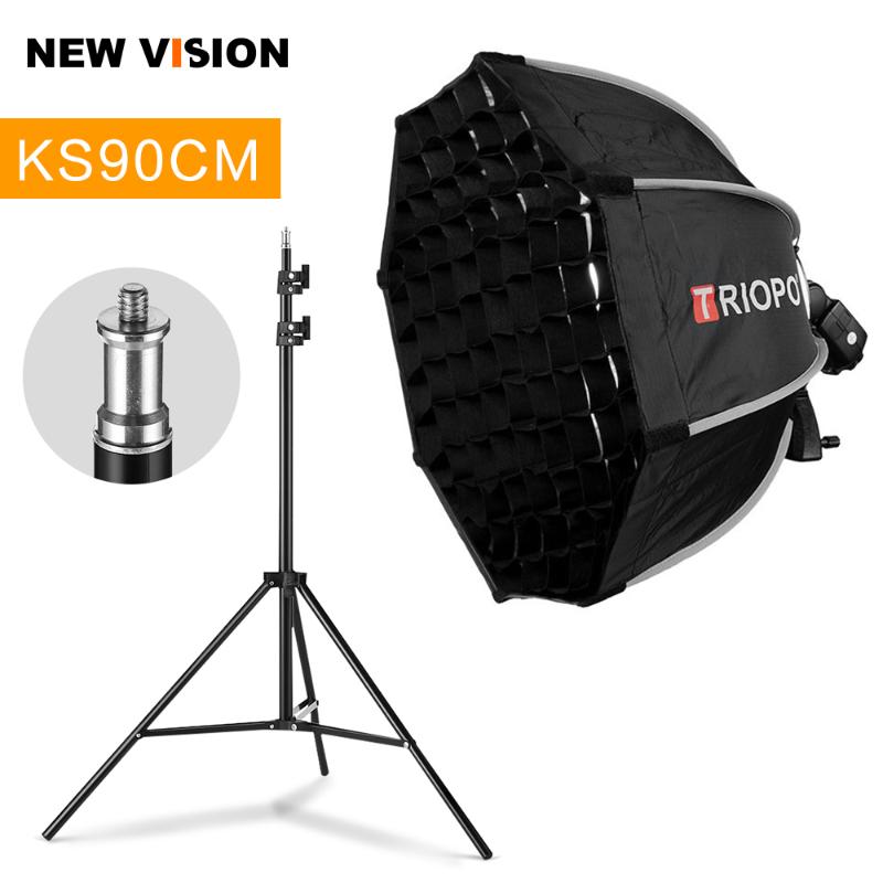 TRIOPO 90cm Foldable Octagon Softbox Bracket Mount Softbox Handle + Honeycomb Grid + 2m Light Stand for Godox Speedlite Flash
TRIOPO 90cm Foldable Octagon Softbox Bracket Mount Softbox Handle + Honeycomb Grid + 2m Light Stand for Godox Speedlite Flash