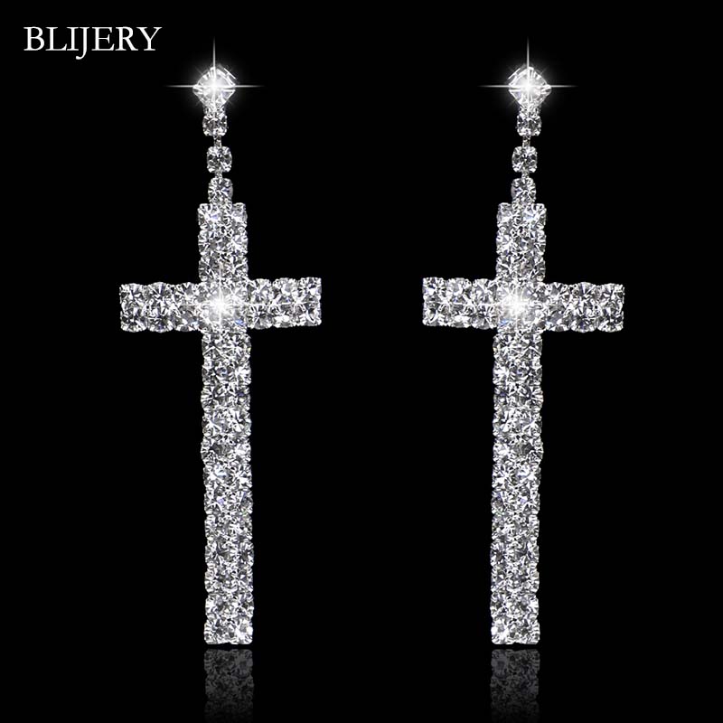 BLIJERY Fashion Cross Shape Crystal Bridal Long Earrings Silver Color Rhinestone Wedding Dangle Earrings For Women Jewelry Gifts
BLIJERY Fashion Cross Shape Crystal Bridal Long Earrings Silver Color Rhinestone Wedding Dangle Earrings For Women Jewelry Gifts