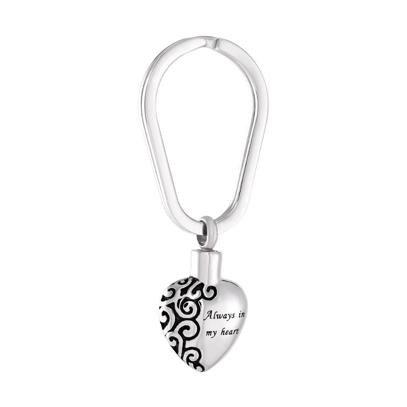 IJK2063 Stainless Steel Always In My Heart Keyring Heart Shape Cremation Ashes Memorial Souvenir for Men and Women
IJK2063 Stainless Steel Always In My Heart Keyring Heart Shape Cremation Ashes Memorial Souvenir for Men and Women