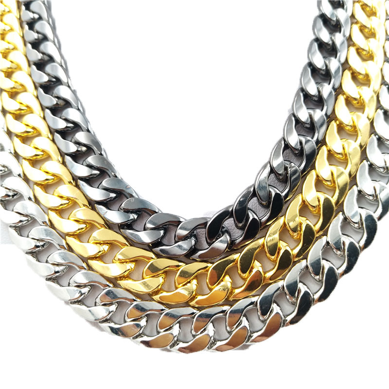 Wholesale mens necklace Miami Cuban Link Chain Necklace 1cm Silver/Gold Color Curb Chain For Men Jewelry