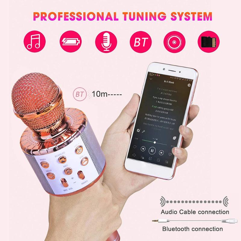 WS858L Portable Bluetooth Karaoke Microphone LED Record Wireless Mic Speaker for Music Playing Singing
WS858L Portable Bluetooth Karaoke Microphone LED Record Wireless Mic Speaker for Music Playing Singing