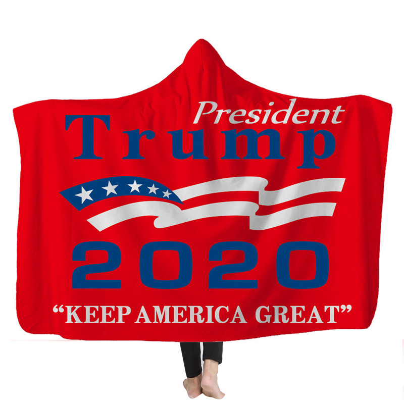 Blankets 3D Trump 2021 Digital Hooded Blanket Thick Cloak Printed Double Layer Fashionable Warm Fleece Adult