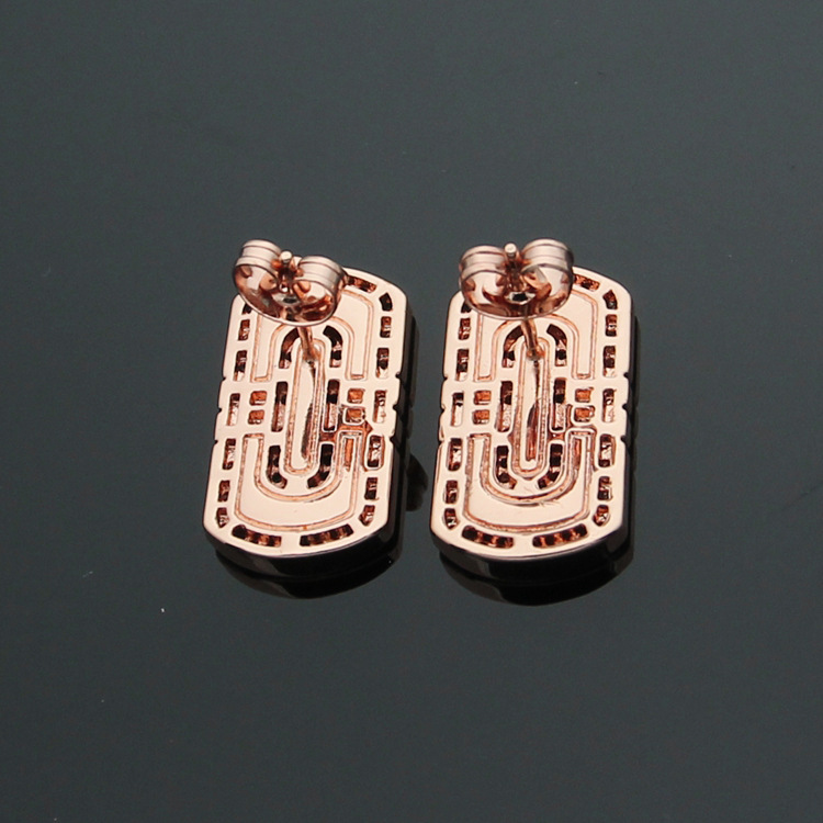 Europe America Fashion Style Lady Women Titanium Steel Engraved B Initials White Mother of Pearl Square Stud Earrings 3 Color