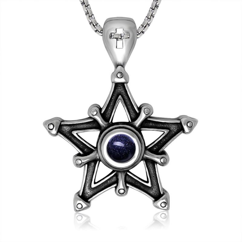 Blue Sandstone Star Plated silver Pendant & Silver Color Necklace, Rebel Heart Jewelry for Men Women my NB130
Blue Sandstone Star Plated silver Pendant & Silver Color Necklace, Rebel Heart Jewelry for Men Women my NB130