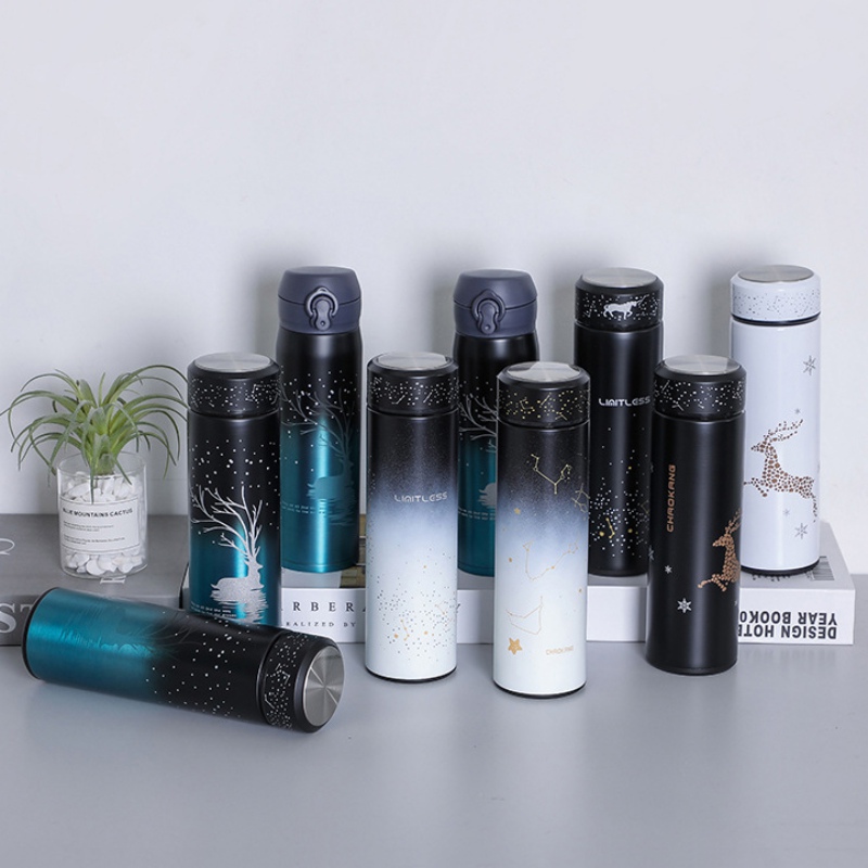 Christmas romantic night sky fluorescent elk fashion kettle vacuum insulated stainless steel hand warmer mug