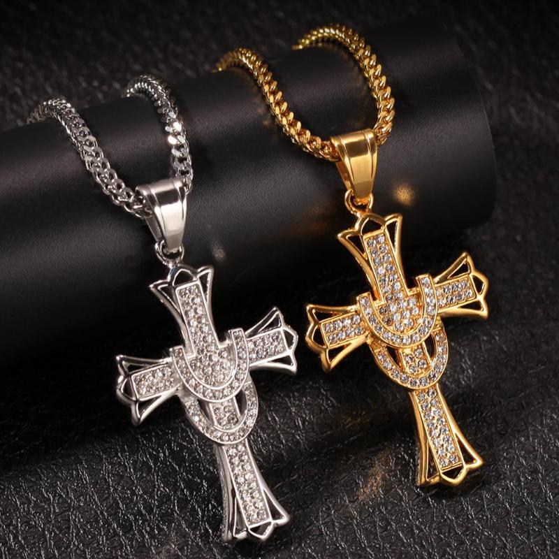 Cubic Zirconia Cross Pendant Gold Color Stainless Steel Material Bling Zircon Cross Necklace Men Women Hip Hop Jewelry
Cubic Zirconia Cross Pendant Gold Color Stainless Steel Material Bling Zircon Cross Necklace Men Women Hip Hop Jewelry