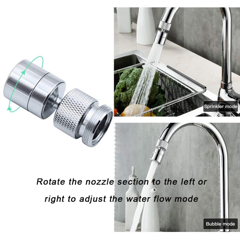 360° Swivel Tap Aerator Water Saving Faucet Brass Adjustable 2 Modes Kitchen Bathroom Faucet Bubbler Filter Nozzle Adapter