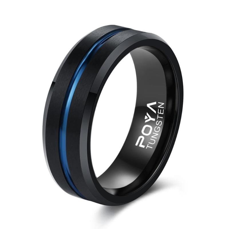 POYA Tungsten Rings Black 8mm Blue Thin Line Wedding Band Beveled Edges Comfort Fit
POYA Tungsten Rings Black 8mm Blue Thin Line Wedding Band Beveled Edges Comfort Fit